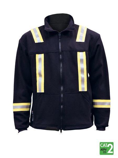 Style 324 - Full Zip FR Striped Fleece Jacket - Navy