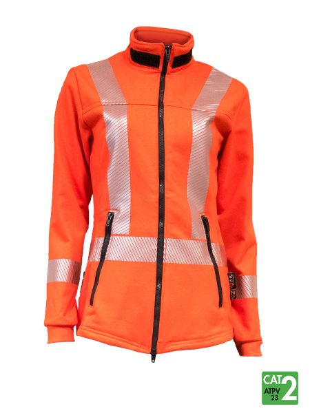 Style 474 - Women's Segmented Striped Fleece Full Zip Jacket - Orange