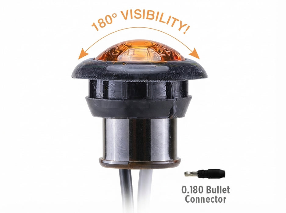 Opti-Luxx 185 Series .75" Round Amber & Red Corner Marker (Grommet Mount, Bullet Connector)