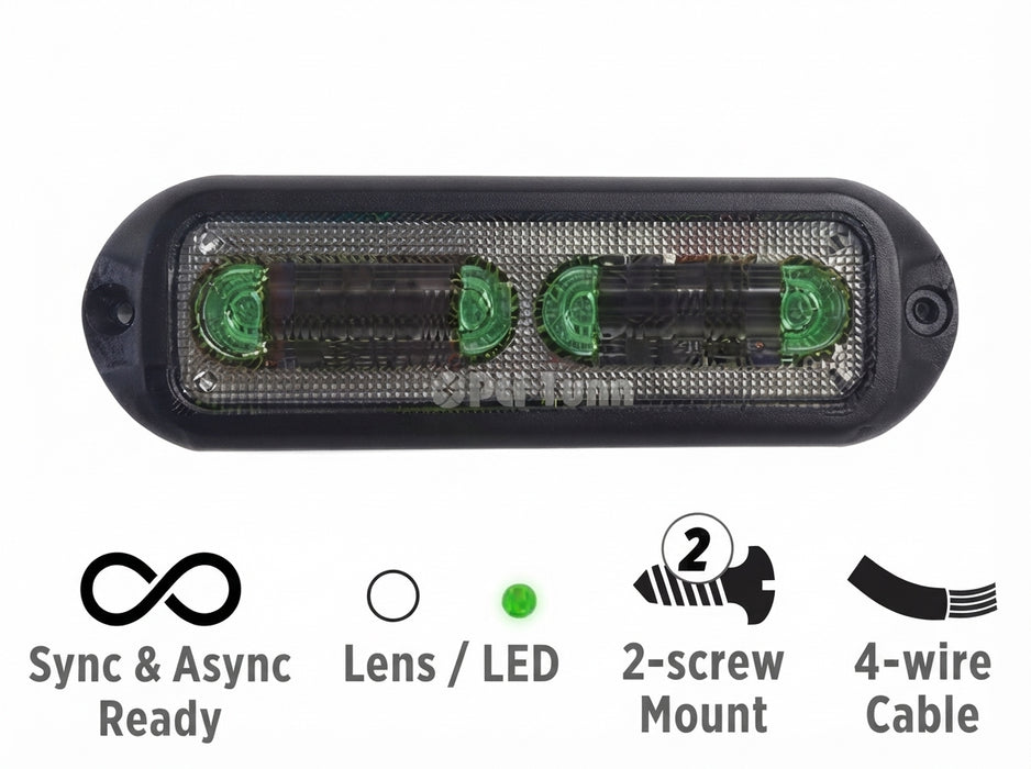 Opti-Luxx WA1000 Series 4.8" Oval Green LED Warning Light (2-Screw Mount, 4-Wire Cable)