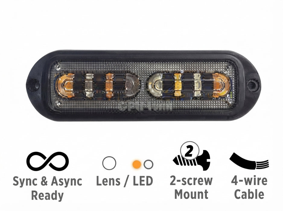 Opti-Luxx WA1000 Series 4.8" Oval Amber and White LED Warning Light (2-Screw Mount, 4-Wire Cable)