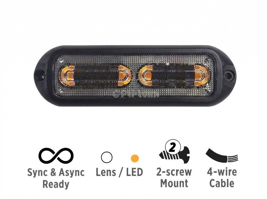 Opti-Luxx WA1000 Series 4.8" Oval Amber LED Warning Light (2-Screw Mount, 4-Wire Cable)