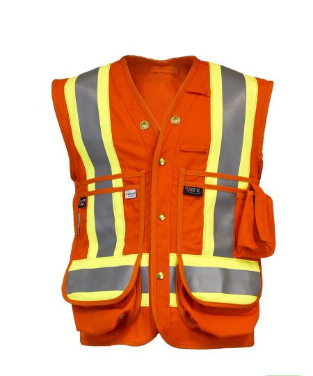 NFPA 2112 Fire-Resistant Yellow Woven Safety Vest - Durable, Comfortable Fit with Multiple Pockets for Hazardous Work Environments