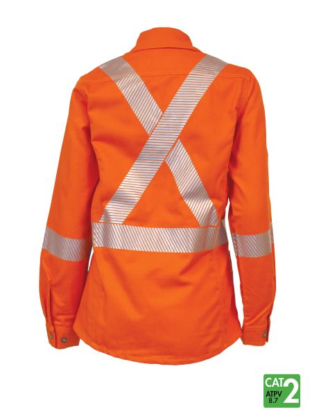 Style 471 - Women's Ultrasoft® 7 oz Deluxe Striped Work Shirt - Orange