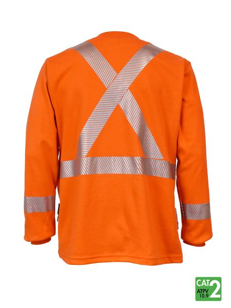 Style 662 - UltraSoft® 6 oz Henley Segmented Striped Long Sleeve T-Shirt - Orange