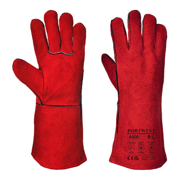 Welders Gauntlet Red - A500: Durable, Heat-Resistant Welding Gloves with Extended Cuff for Maximum Protection and Comfort