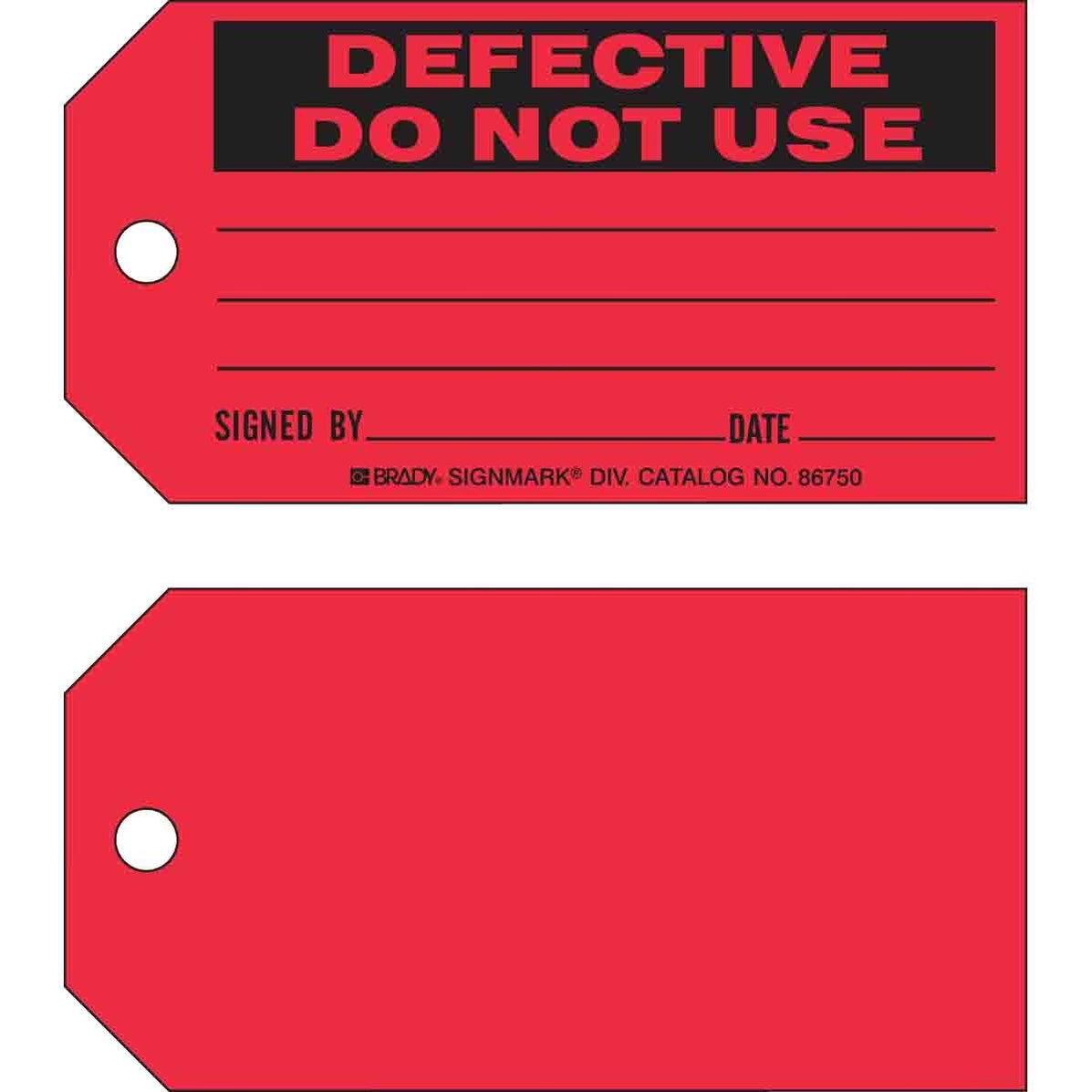 DEFECTIVE DO NOT USE Tags - Pack of 100 | Safety Production Tags — Mann ...