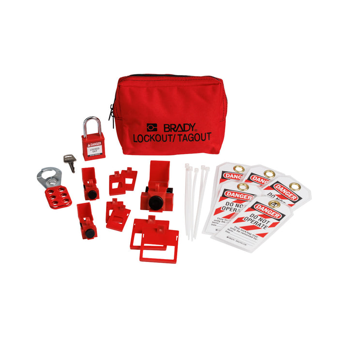 Electrical Breaker Lockout Tagout Kit with Nylon Safety Padlock in Pouch - 38% Savings Versus Purchased Separately