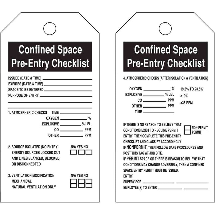 Confined Space Pre-Entry Checklist