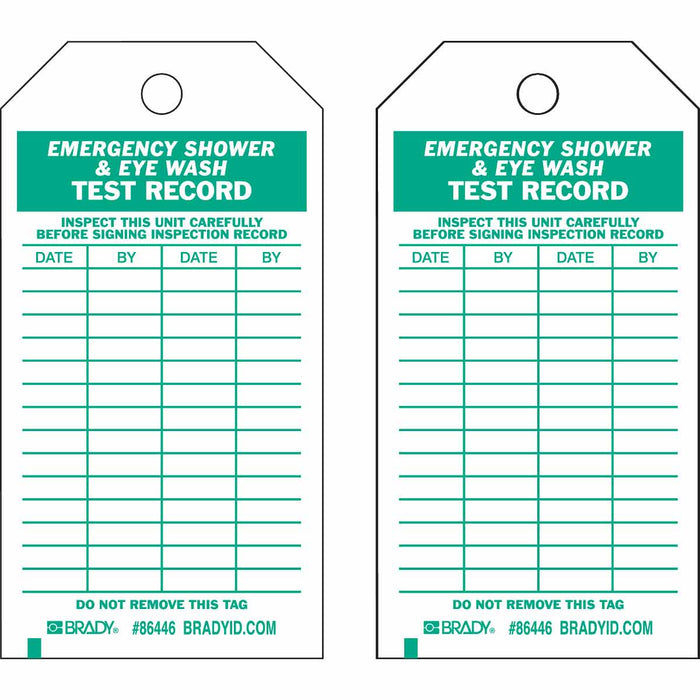 Emergency Shower and Eye Wash Inspection Tags