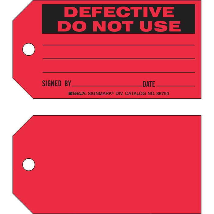 DEFECTIVE DO NOT USE SIGNED BY DATE Production Tags