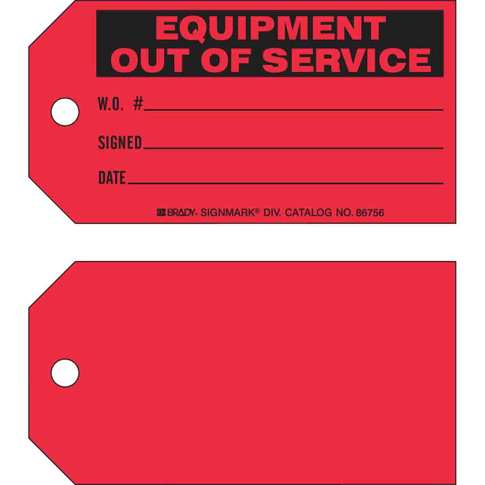 EQUIPMENT OUT OF SERVICE W.O.# SIGNED DATE Production Tags