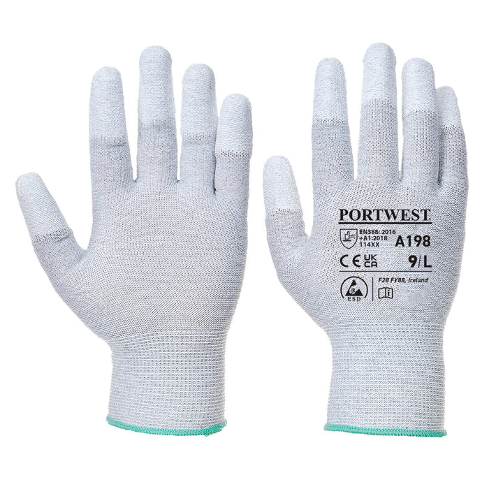 A198 - Antistatic PU Fingertip Glove Gray