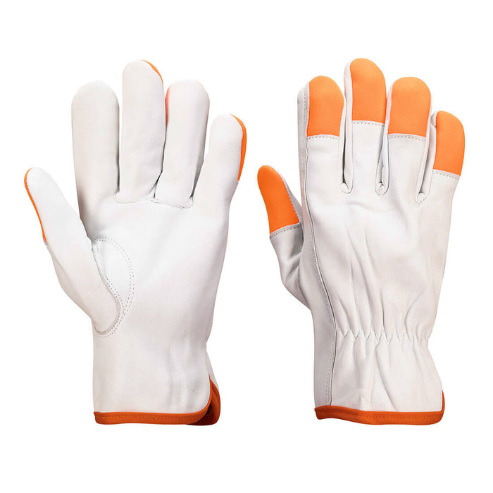 A261 - Orange Tip Driver Gloves - White (Pack of 12)