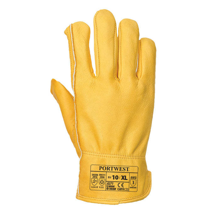 Fleeced Lined Leather Driver Glove - Portwest A271