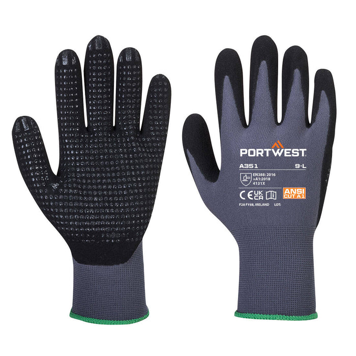 A351 - DermiFlex Plus Glove - Nitrile Foam Gray/Black