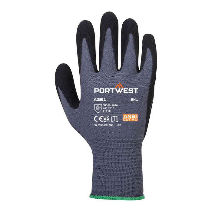 A351 - DermiFlex Plus Glove - Nitrile Foam Gray/Black (THIS PRODUCT IS SOLD IN MULTIPLES OF 12) (THIS PRODUCT IS SOLD IN MULTIPLES OF 12)