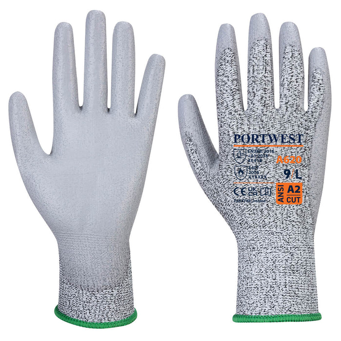 A620 - LR Cut PU Palm Glove Gray (THIS PRODUCT IS SOLD IN MULTIPLES OF 3)