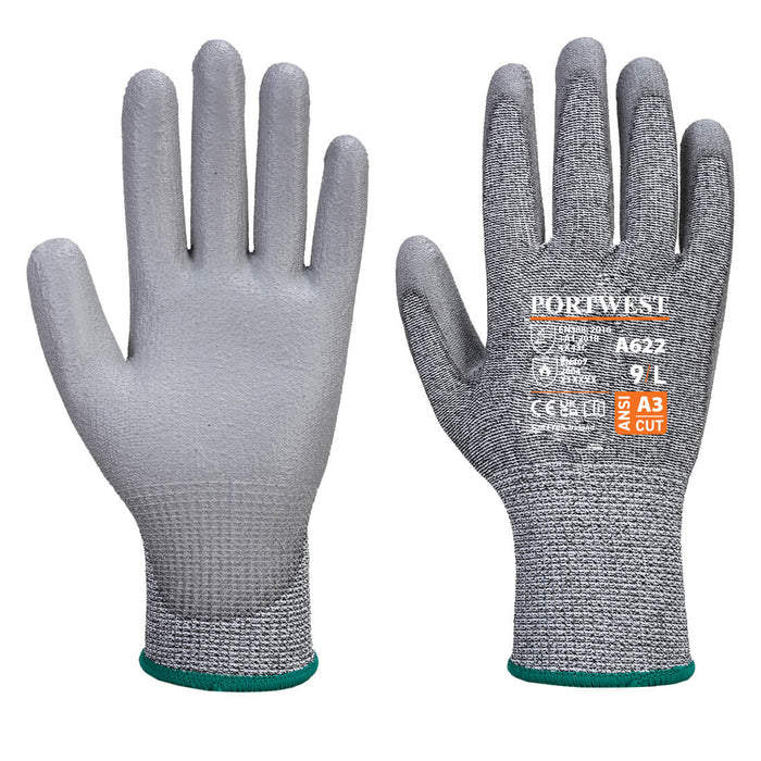 A622 - MR Cut PU Palm Glove Gray