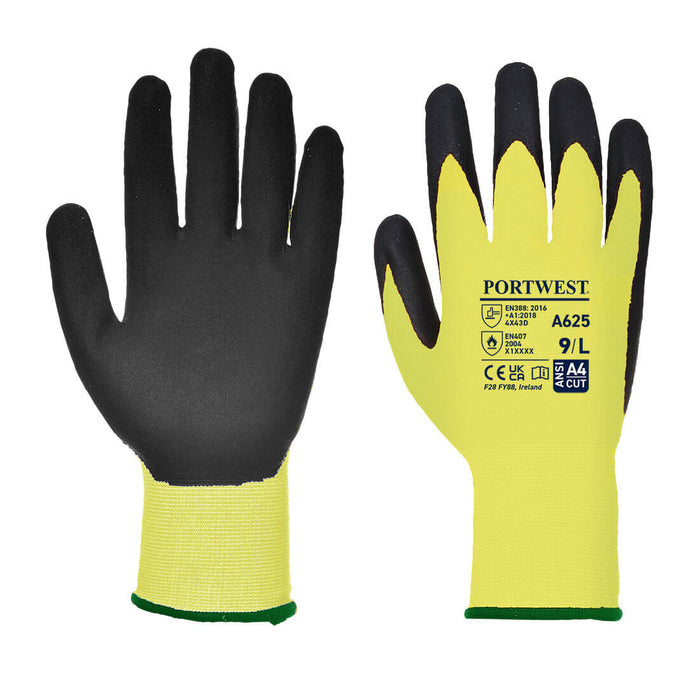 Cut Resistant Hivis Polyurethane Glove - ANSI Cut Level A4 - Portwest A625