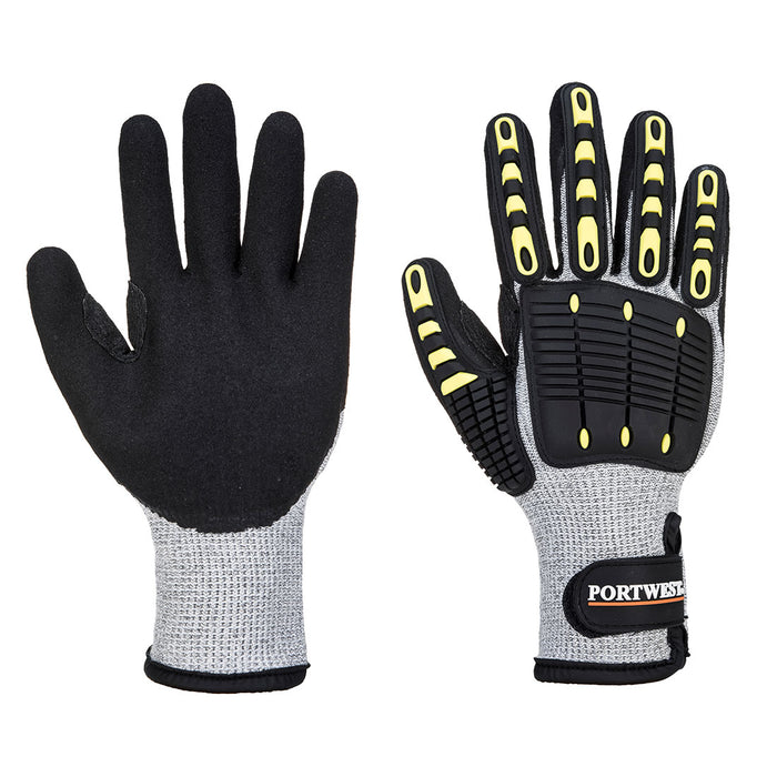 Anti Impact Cut Resistant Thermal Glove - ANSI Cut Level 4 - Gray/Black - Portwest A729