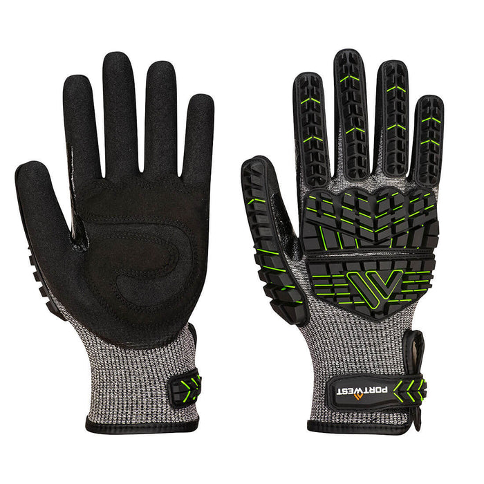 A755 - VHR15 Nitrile Foam Impact Glove Black/Green - A7