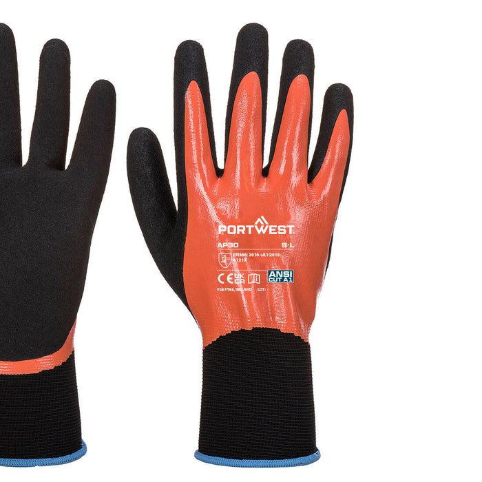 AP30 - Dermi Pro Glove Orange/Black (THIS PRODUCT IS SOLD IN MULTIPLES OF 12) (THIS PRODUCT IS SOLD IN MULTIPLES OF 12)