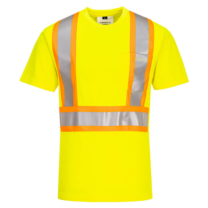 Hivis Contrast Tape Safety Short Sleeve T-shirt (Class 2) - Portwest CA110