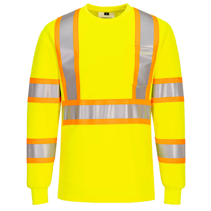 Hivis Safety Long Sleeve Crew Neck T-Shirt- (Class 3) - Portwest CA111