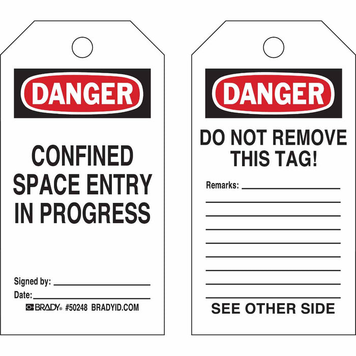 Confined Space Tags - Mann Supply BradyConfined Space Tags