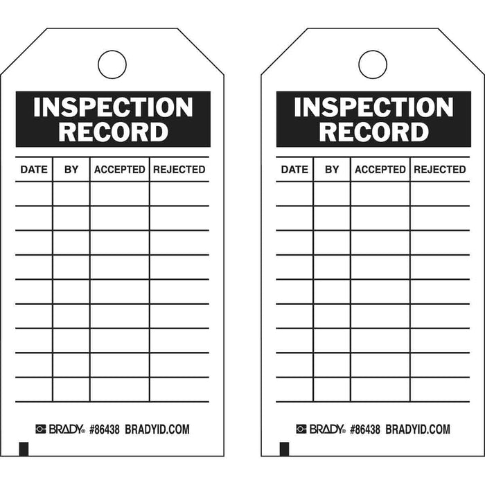 Inspection Tags - Mann Supply BradyIndustrial Products