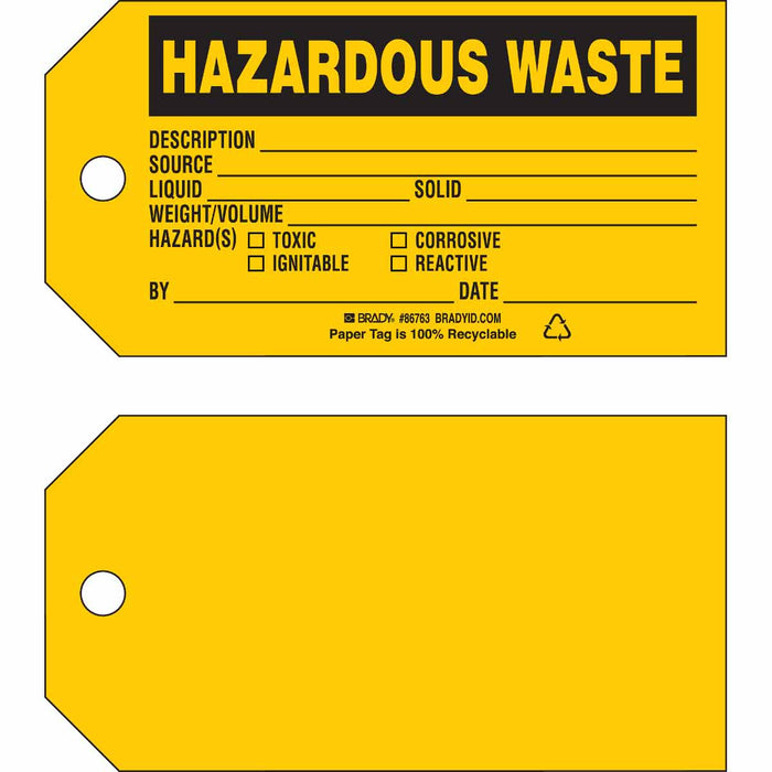 HAZARDOUS WASTE Production Tags - Pack of 100 for Safety Compliance ...