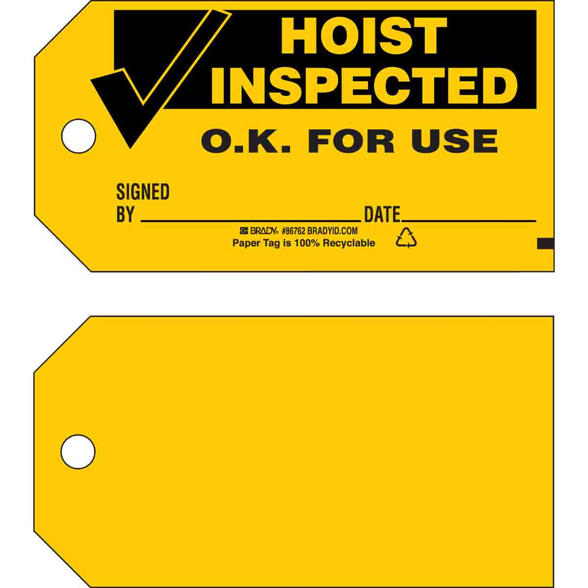 HOIST INSPECTED Production Tag | Safety Compliance & Quality Assurance ...