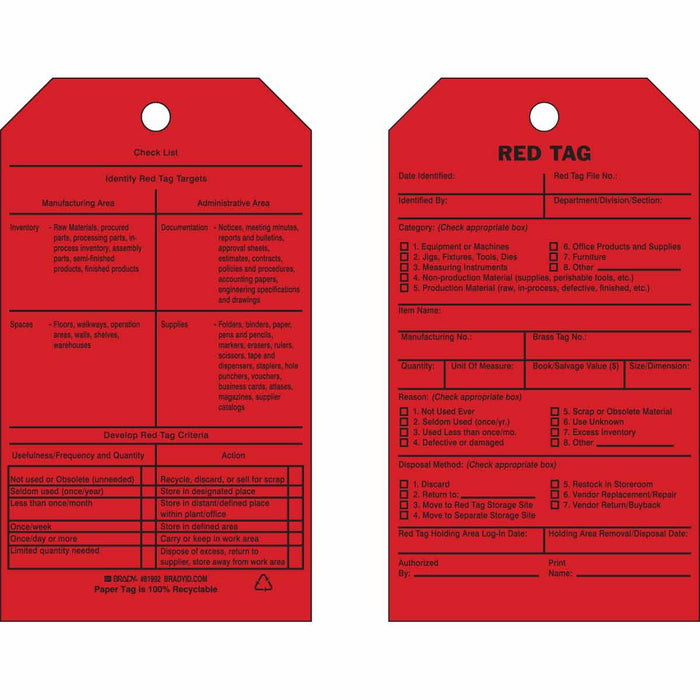 Inspection Tags - Mann Supply BradyIndustrial Products