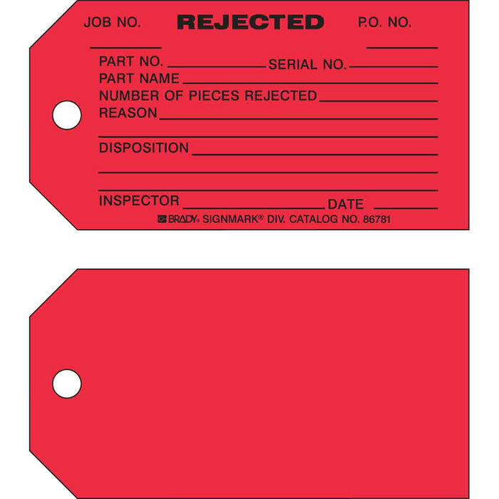 Production Status Tags - Mann Supply BradyIndustrial Products