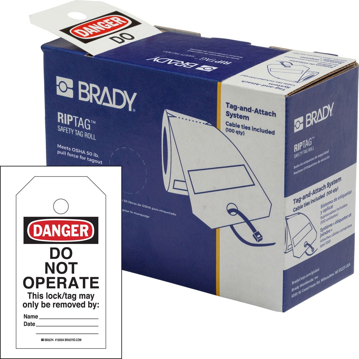 RipTag Danger Do Not Operate Safety Tag Roll - Ensure Workplace Safety ...